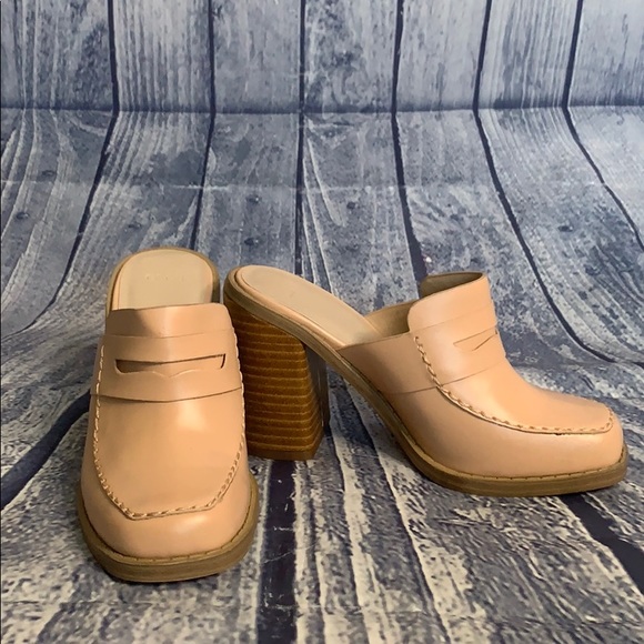 nude loafer mules